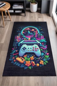 Resim Depoba Melina Gaming Oyuncu Odası Halısı Şönil Dijital Baskılı Kaymaz Taban Yıkanabilir 