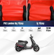 Resim Vespa Sprınt 150 Motosiklet Brandası Su Geçirmez Branda Kırmızı Branda Motor Branda S 