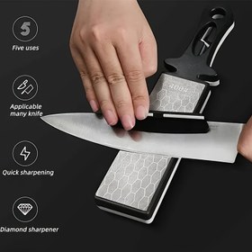 Resim 400/1000 Kum Tungsten Çelik ve Seramik Çift Taraflı Bileme Taşı ile 5'i 1 Arada Elmas Bıçak Bileyici - Mutfak Bıçakları, Makaslar, Balta için Çok Amaçlı Alet - Hafif Taşınabilir Tasarım, Ergonomik Sap, Ev ve Dış Mekan Kullanımı İçin Babalar Günü Hediyesi 