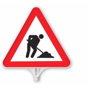 Resim Hayat Trafik Çalışma Var Üçgen Levha - Çift Taraflı Baskı 
