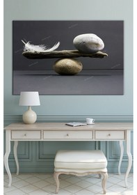 Resim Taş ve Tüy Dekoratif Kanvas Tablo 30 x 20 