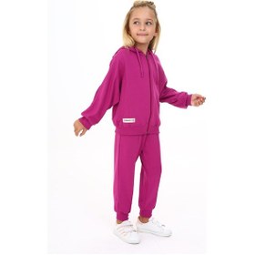 Resim Toontoy Kids Toontoy Kız Çocuk Yarasa Kol Armalı Eşofman Takım Mürdüm 