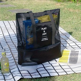 Resim Çok Amaçlı Outdoor Piknik Çantası - Çift Katmanlı İzoleli Öğle Yemeği Çantası, Omuz Askılı, Büyük Kapasiteli Gül Kırmızısı Plaj ve Seyahat Çantası, Ofis Çalışanları İçin, Gıda Temassız, Çok Yönlü Taşıma Çantası, Dayanıklı File Cebi, Sağlam Yapı, Tatil İhtiyaçları 