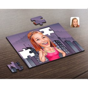Resim Kişiye Özel Abla Karikatürlü Ahşap Puzzle-1 