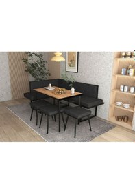 Resim Wood House Pamir Köşe Takımı Gri-ceviz Mutfak,bahçe,balkon,oturma Odası 