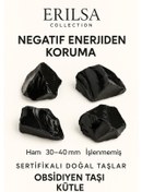 Resim Sertifikalı Ham Siyah Obsidyen Taşı Kütle El Taşı Negatif Enerj 