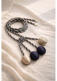 Resim 4 Toplu Halat Sarım Tavan Braçöl Fon Ve Tül Perde Bağı Lacivert-vizon 1 Adet Lacivert - Vizon 