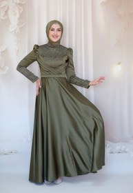 Resim Zümrüt Tesettür Abiye - Haki / 40 