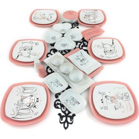 Resim Keramika Peri Masalı 30 Parça 6 Kişilik Seramik Kahvaltı Takımı Pembe 