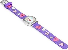 Resim Generisch Saatler Çocuk Akıllı Saati Aşk Karikatür Sevimli Su Geçirmez Zaman İbre PVC Askı Kuvars Saat Çocuk Saati Kol Saatleri Kaba Kadran (Mor, Tek Boy) 