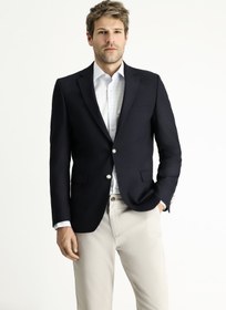 Resim Koyu Lacivert 6 Drop Regular Fit Standart Kesim Yünlü Blazer Ceket - 6 Drop Regular Fit / Koyu Lacivert / 56 