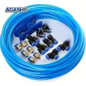 Resim Willowhaven Agashe 16lı Pnömatik Hortum Seti 10m Mavi Pu Hava Hortumu Bağlantı Parçaları 