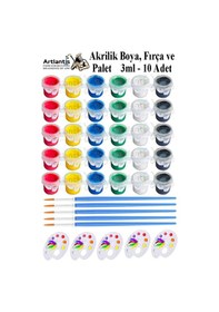 Resim Akrilik Boya 3 Ml 6 Renk Resim Fırçası Ve Paleti 5 Paket Mini Küçük Akrilik Boya Taş Ahşap Seramik Tuval Alçı Tuval Çok Renkli 