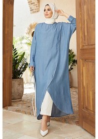 Resim 6394-Tensel Standart Salaş Tunik Mavi 