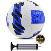 Resim Mavi Yeni Desenli Futbol Topu 4 Astarlı No:5 480 Gr + Pompa Hediyeli X507 Mavi - Beyaz 
