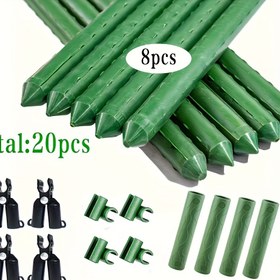 Resim 20 adet Plastik ve Metal Bahçe Tırpanları - Salatalar, Fasulyeler, Bezelyeler ve Daha Fazlası için Çok Yönlü Sebze ve Çiçek Destekleri, Yeşil ve Siyah, Bahçe Gereçleri | Modern Bahçe Tasarımı | Dayanıklı Bahçe Destekleri, Sebze Bahçesi Malzemeleri 