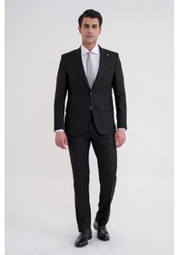 Resim Efor Slim Fit Çift Yırtmaç Sivri Yaka Esnek Siyah Klasik Takım Elbise Tk 939 Siyah 