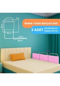 Resim Miralay Yeni Nesil Yatak Bariyeri 50x40 CM Pembe 3 Adet 