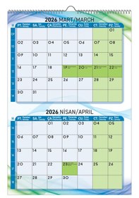 Resim 2026 Mavi Yeşil Duvar Planlama Takvimi-33x48 