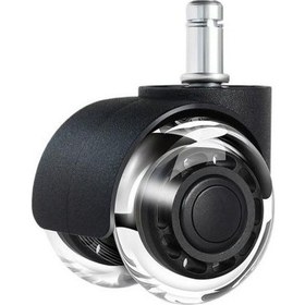 Resim Siyah Ofis Koltuğu Tekerleği Güçlü Yük Taşıyan Pürüzsüz Sessiz Sorunsuz Haddeleme Evrensel Fit Ağır Hizmet Sandalye Tekeri 