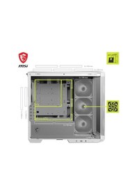 Resim Msı Mag Pano M100r Pz Whıte Temperli Cam 3x120mm 1x120mm Argb Fan Matx Beyaz Panoramik Gaming Bilgisayar Kasası 
