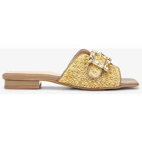 Resim Valmenti Juvanti Kadın Bej Hasır Hakiki Deri Terlik 33 9369 Bn Trlk Y24 Bej 