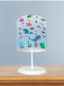 Resim Mekta Home Bebek Ve Çocuk Odası Sevimli Deniz Hayvanları Desenli Abajur 