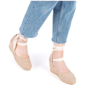 Resim Gerçek Elişi Arkası Açık Geniş Ipli Dolgu Topuk Keten Kadın Espadril Handmade Hasır 