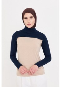 Resim Hürrem Bone Lacivert Tesettür Balıkçı Yaka Boyunluklu Kolluk Viskon Düz 1025 02 Lacivert 