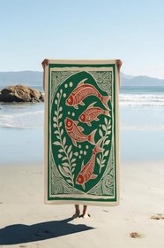 Resim Dijital Baskı Plaj Deniz Havlusu Balık Desenli Peştamal HVL0126 