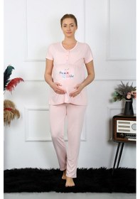 Resim Akbeniz Kadın Kısa Kol Hamile Lohusa Pijama Takımı Pudra 45210-pudra 