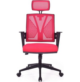 Resim Koltukstilim Savona Kırmızı Fileli Pls Makam Koltuğu Ofis Koltuğu Kırmızı 