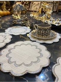 Resim Galaxy Silver 6'lı Kokteyl Kahve Sunum Peçetesi Maraş İşi Sırma N 