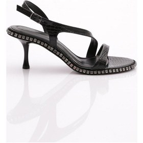 Resim Dgn 2421 Kadin Yanlari Taş Süslemeli Topuklu Abiye Ayakkabi 2421-2219-R6201 