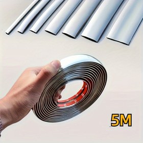 Resim 5 metre/196 inç araç dekoratif şerit, evrensel elektro kaplama parlak şerit gövde ve pencere için, tampon çizik önleyici çarpışma kenar koruyucu 