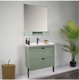 Resim Kobos Noble 80 Cm Banyo Dolabı Seti Mint Yeşil 