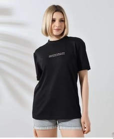 Resim Soonaksesuar Unisex Bisiklet Yaka Baskılı Slim Fit T-shirt - Siyah SIYAH 