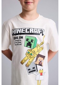 Resim Defacto Minecraft Lisanslı Regular Fıt 2li Ecru Pijama Takımı Erkek Çocuk H7270a826hser99 Ekru-er99 