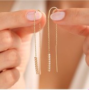 Resim Sembol Gold 14 Ayar Altın Sallama Su Yolu Küpe 6.0 Cm 