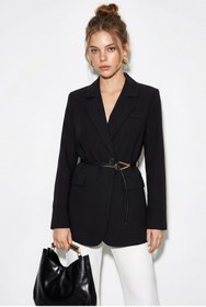 Resim Bianco Lucci Kadın Astarlı Garni Kol Detaylı Kemerli Blazer Ceket 8146 60286139 