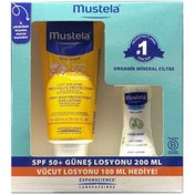 Resim Mustela Çok Yüksek Koruma SPF50+ Bebek Güneş Losyonu 200 ML + Vücut Losyonu 100 ML 