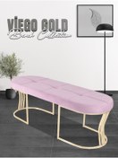 Resim Gazzini furniture Viego Gold Exclusive Bench Lüks Metal Gold Ayak, Chester Model Yatak Ucu Pembe Puf 