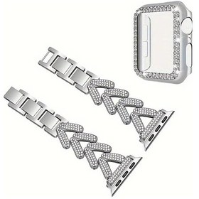 Resim Cloud011 2 Adet İwatch 8 S8 Kordon Kılıfı Metalik Gri Suntaşlı 42mm Akıllı Saat Bilek Bandı 