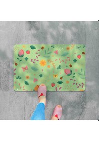 Resim Dijital Baskılı Hoş Geldiniz Yazılır Desenli Dekoratif Dış Kapı Önü Ve Iç Mekan Paspası Yıkanabilir Yeşil 