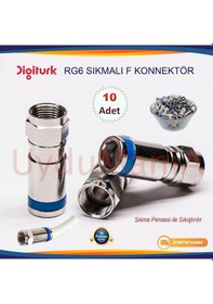 Resim Rg6 Digitürk Sıkmalı F Konnektör - 10 Adet 