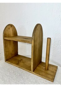 Resim Doğal Ahşap Mutfak-banyo Rafı Tezgah Üstü Düzenleyici Baharatlık 