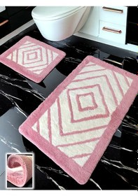 Resim Niva Pembe 2li Banyo Paspası 60x100 50x60 Cm Fuşya 