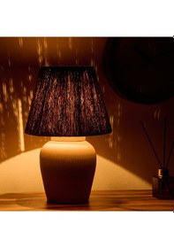 Resim Light Glow Seramik Abajur - Beyaz / Krem - 40x40x25 Cm Çok Renkli 