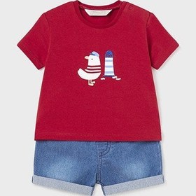 Resim Mayoral Erkek Bebek Kısa Kol T-Shirt Şort Takım Kırmızı - 6-9 Ay 