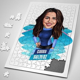Resim Yüzme Hocası Kadın Karikatürlü Puzzle 
